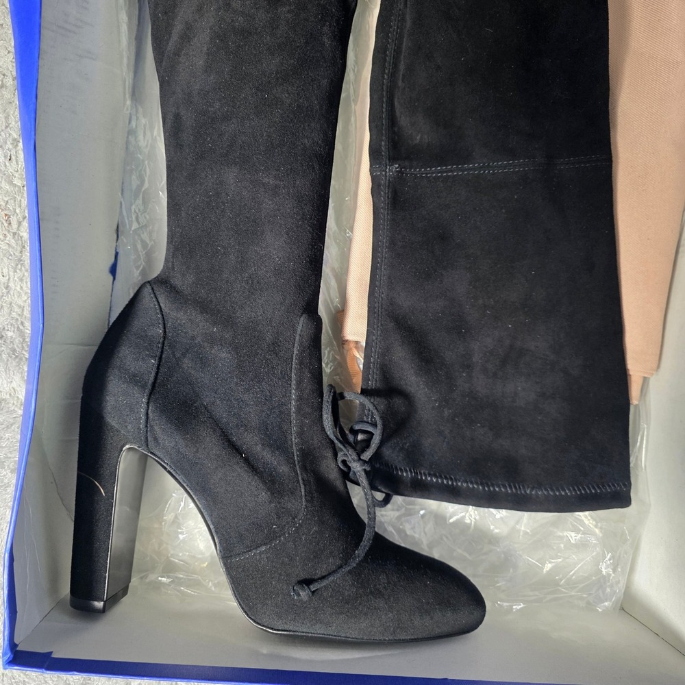 Stuart Weitzman Lowland Stretch Suede Black Over the Knee Boots In Box Size 6B - Picture 3 of 7